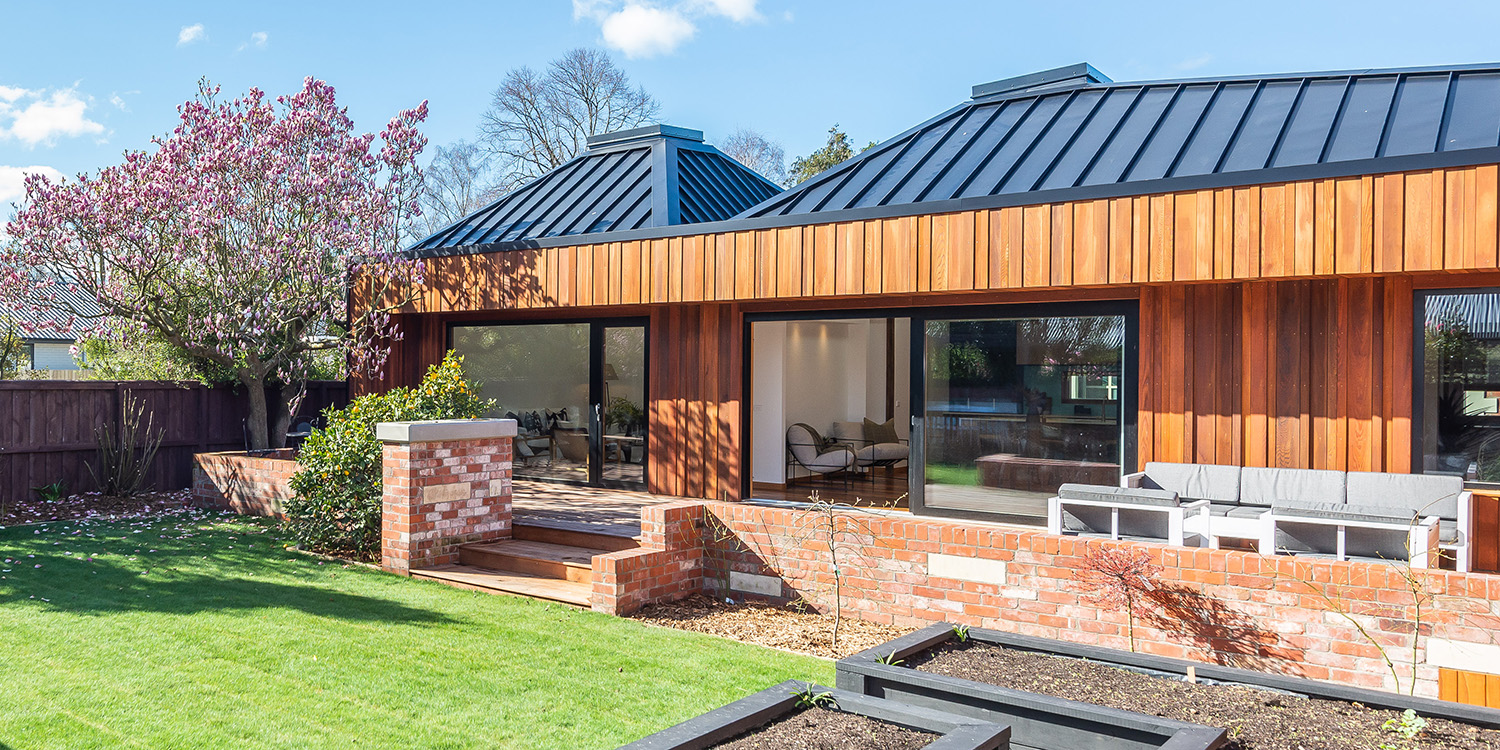 Passivhaus house with rooflight on roof and garden