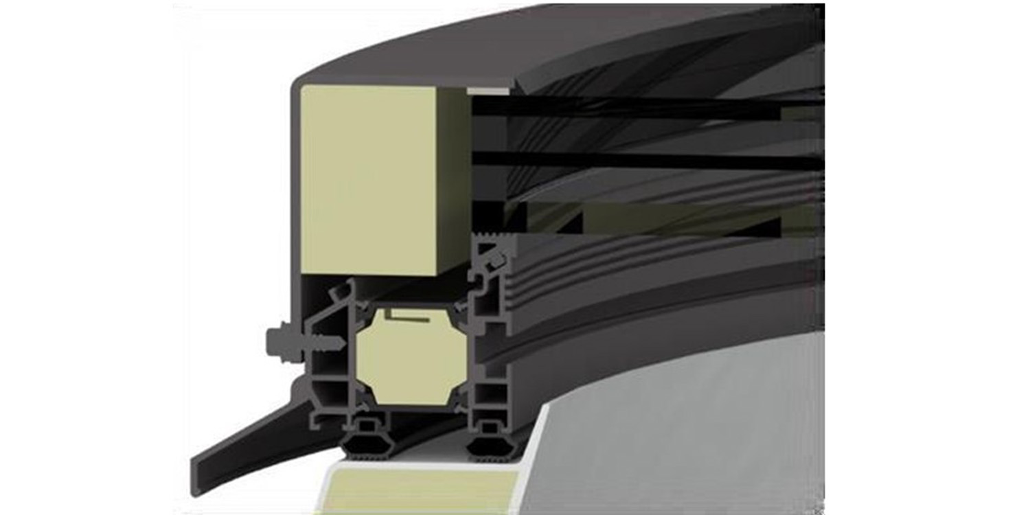 Section photo of triple glazed rooflight