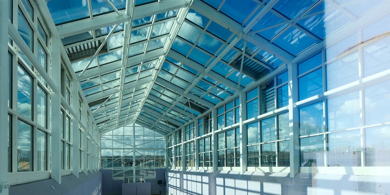 shopping centre with large glass roof