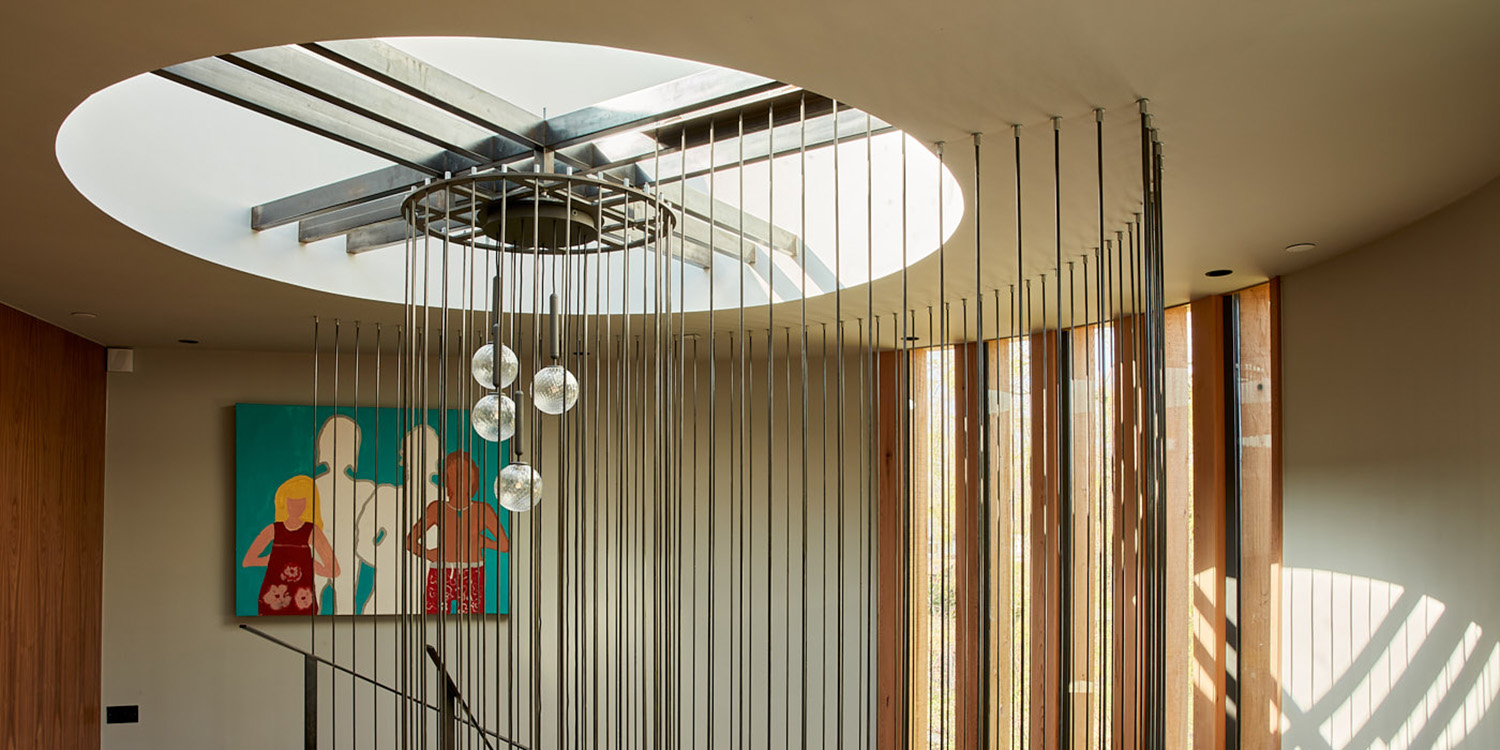 large round skylight with light fixings