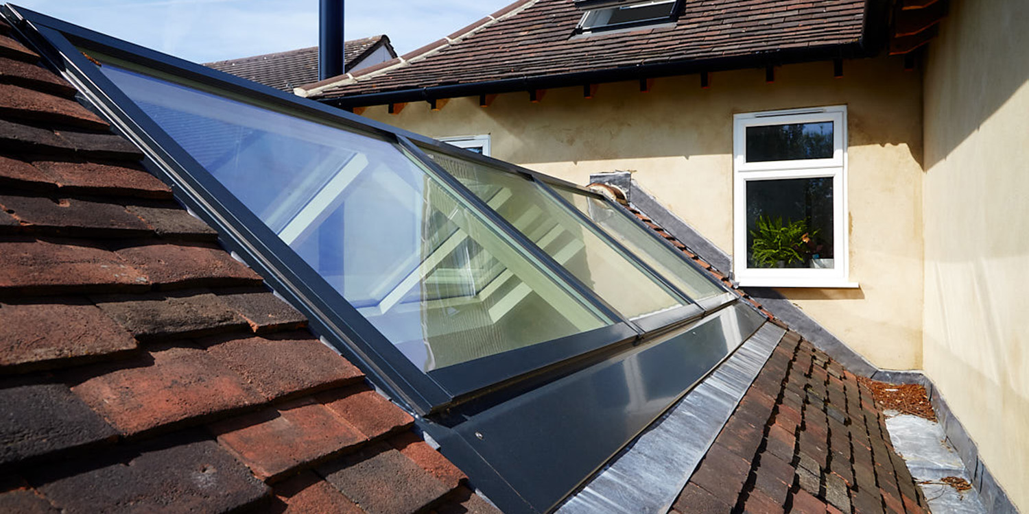 Close up of external view of ridged rooflight
